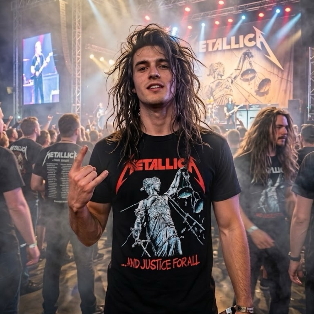 Metallica "...And Justice For All" Graphic Tee - Black with Red & White Print